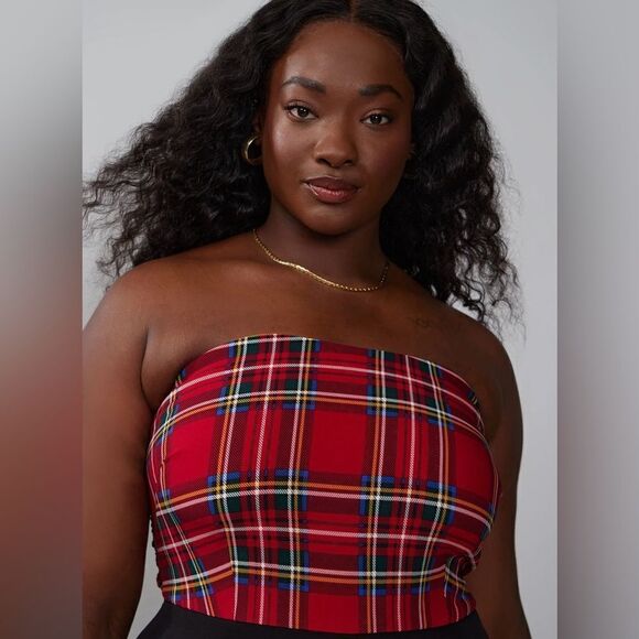 New York & Company Tartan Bow Waist Train Jumpsuit-Size 3X - Picture 4 of 9